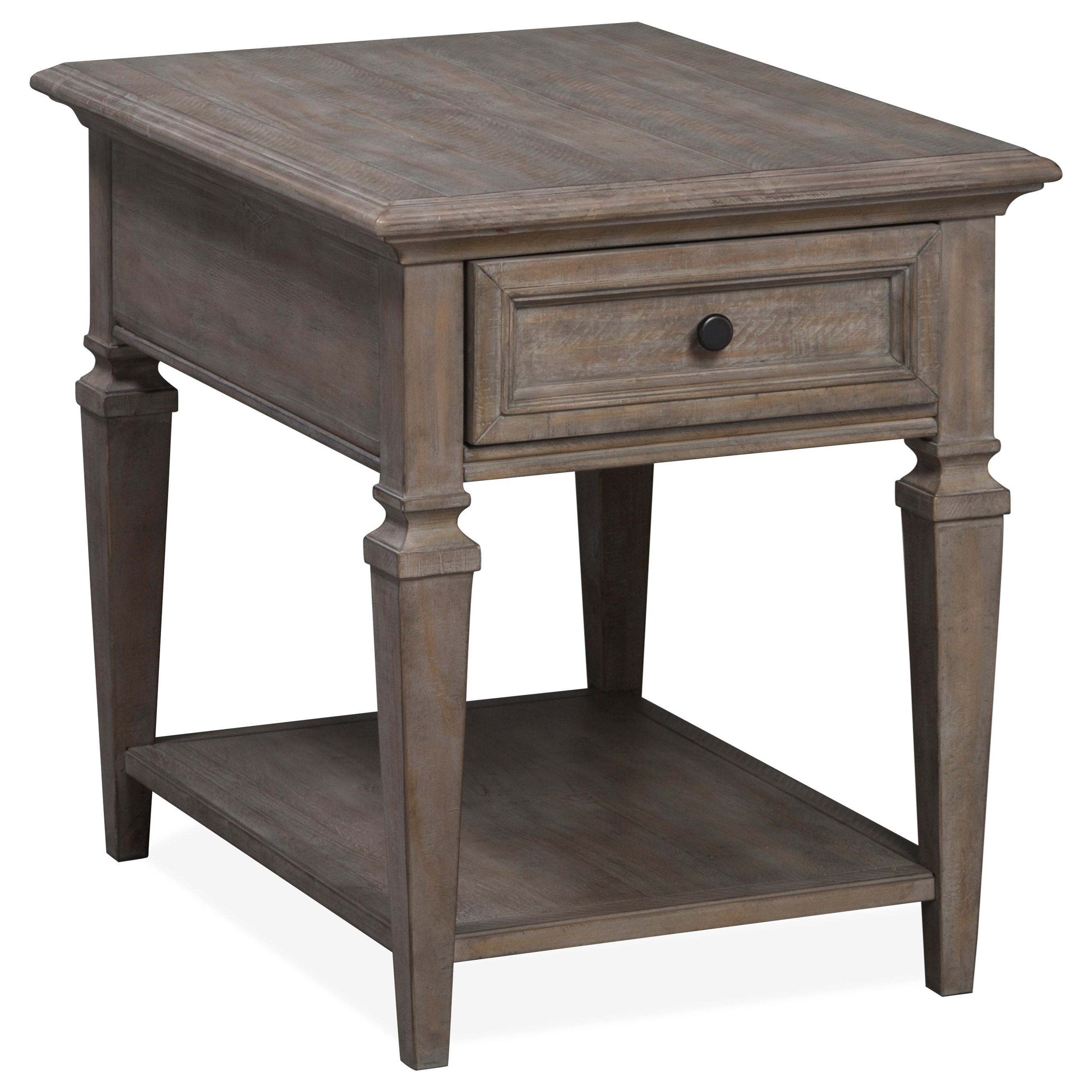 Magnussen Home Lancaster Rustic Drawer End Table with Floor Protectors
